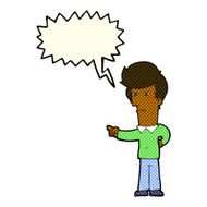cartoon man pointing with speech bubble N110