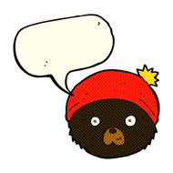 cartoon teddy bear face with speech bubble N6