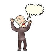 cartoon terrified old man with speech bubble N12