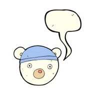 cartoon polar bear cub wearing hat with speech bubble N3