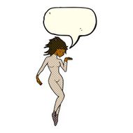 cartoon future space woman with speech bubble N6