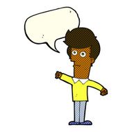 cartoon man punching with speech bubble N6