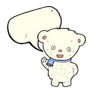 cartoon polar bear waving with speech bubble N5