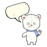 cartoon polar bear waving with speech bubble N6