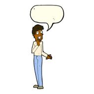 cartoon worried man with speech bubble N55