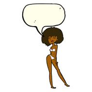 cartoon woman in bikini with speech bubble N30