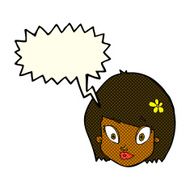 cartoon happy female face with speech bubble N105
