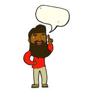 cartoon happy bearded man with idea speech bubble N6