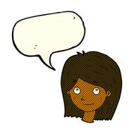 cartoon happy female face with speech bubble N106
