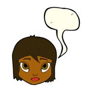 cartoon female face with speech bubble N85