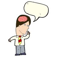 cartoon businessman with huge brain speech bubble N6