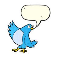cartoon dancing bluebird with speech bubble N3
