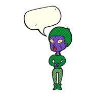 cartoon zombie girl with speech bubble N9