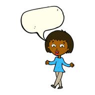 cartoon woman shrugging shoulders with speech bubble N282