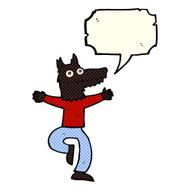 cartoon wolf man with speech bubble N23