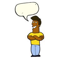 cartoon grinning man with speech bubble N48