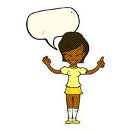 cartoon pretty girl with idea speech bubble N16