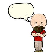 cartoon shocked bald man with beard speech bubble N6