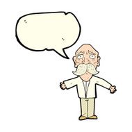 cartoon disappointed old man with speech bubble N6