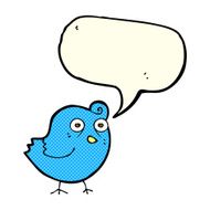 funny cartoon bird with speech bubble N75