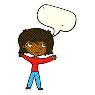 cartoon happy girl with speech bubble N50