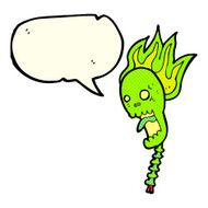 spooky cartoon skull with speech bubble N2