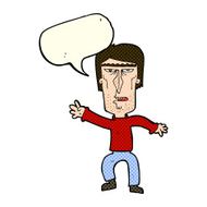 cartoon angry man waving warning with speech bubble N6