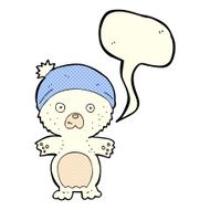cartoon cute polar bear in hat with speech bubble N3