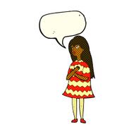 cartoon surprised girl with speech bubble N12