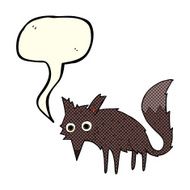 funny cartoon little wolf with speech bubble N3