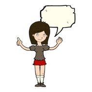cartoon woman explaining idea with speech bubble N6
