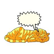 cartoon resting tiger with speech bubble N6