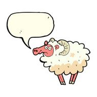 cartoon dirty sheep with speech bubble N3