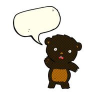 cartoon waving black bear cub with speech bubble N24