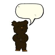 cartoon happy little black bear with speech bubble N9