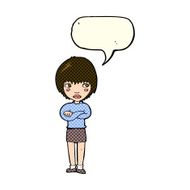 cartoon annoyed woman with speech bubble N106
