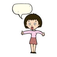 cartoon amazed woman with speech bubble N6
