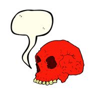 cartoon spooky skull with speech bubble N84