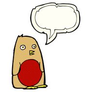 cartoon robin with speech bubble N12