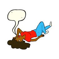 cartoon woman lying on floor with speech bubble N11