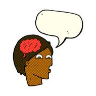 cartoon head with brain symbol speech bubble N22