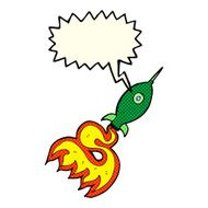 cartoon space rocket with speech bubble N13
