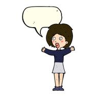 cartoon worried woman with speech bubble N46