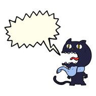 cartoon frightened cat with speech bubble N15