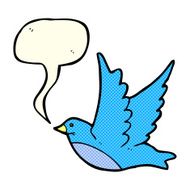 cartoon flying bird with speech bubble N11