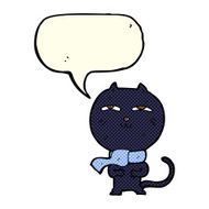 cartoon funny cat wearing scarf with speech bubble N9