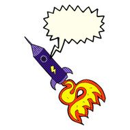 cartoon space rocket with speech bubble N14