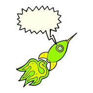 cartoon space rocket with speech bubble N15