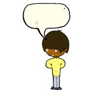 cartoon nervous boy with speech bubble N5