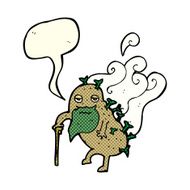 cartoon old potato with speech bubble N6